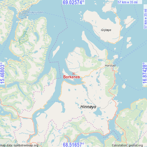 Borkenes on map