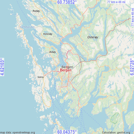 Bergen on map
