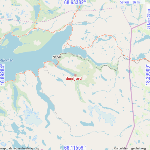Beisfjord on map