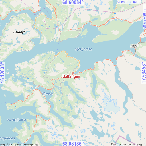 Ballangen on map