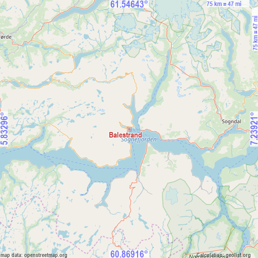 Balestrand on map