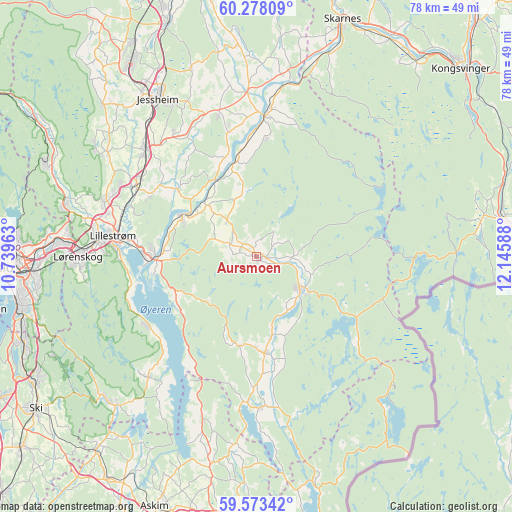 Aursmoen on map