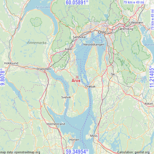 Åros on map