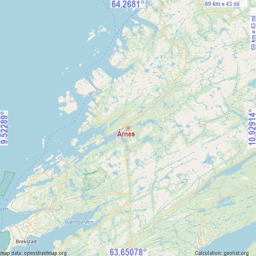 Årnes on map