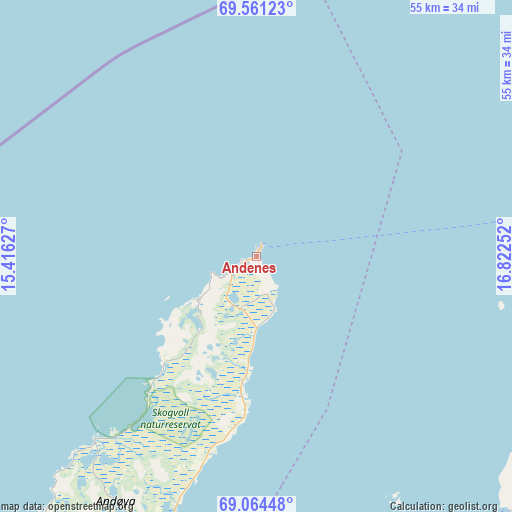 Andenes on map