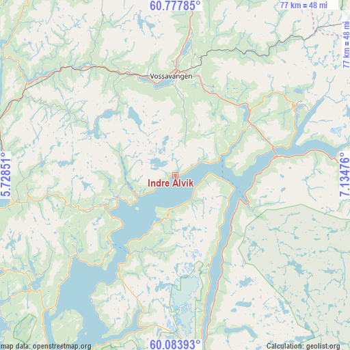 Indre Ålvik on map