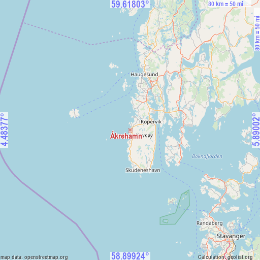 Åkrehamn on map