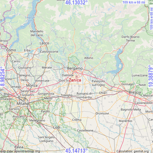 Zanica on map