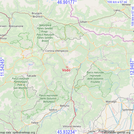 Vodo on map