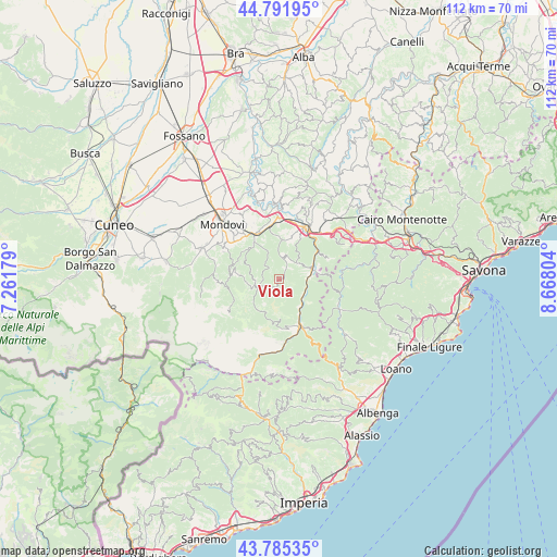 Viola on map