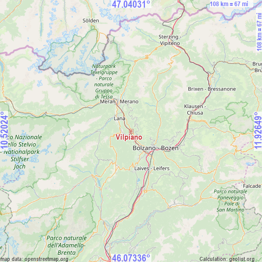 Vilpiano on map