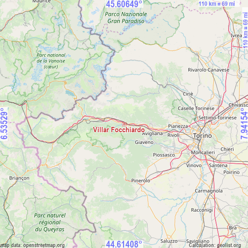 Villar Focchiardo on map