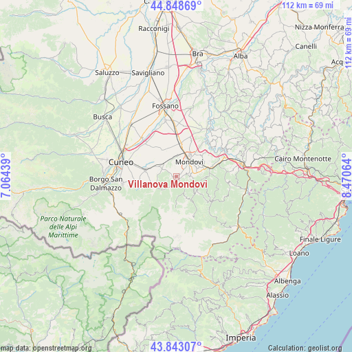 Villanova Mondovì on map