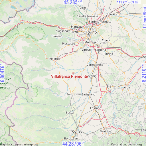 Villafranca Piemonte on map