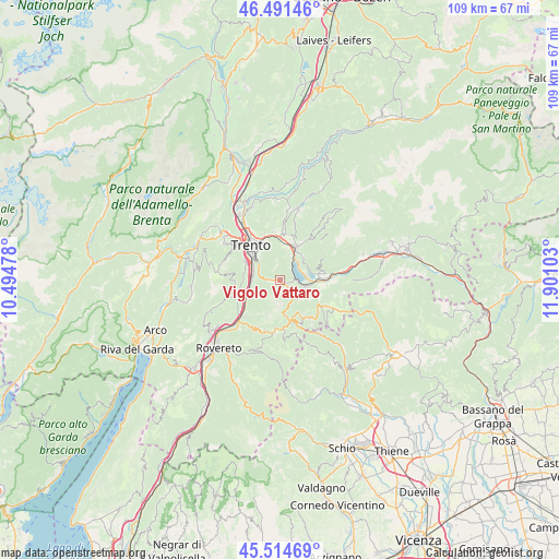 Vigolo Vattaro on map