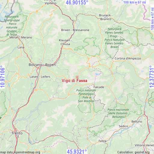 Vigo di Fassa on map