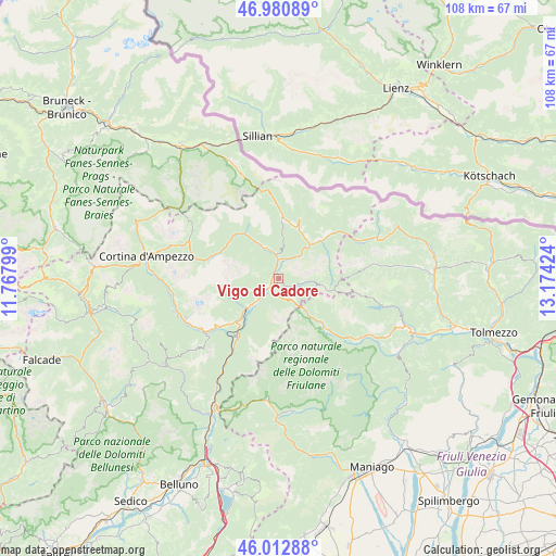 Vigo di Cadore on map