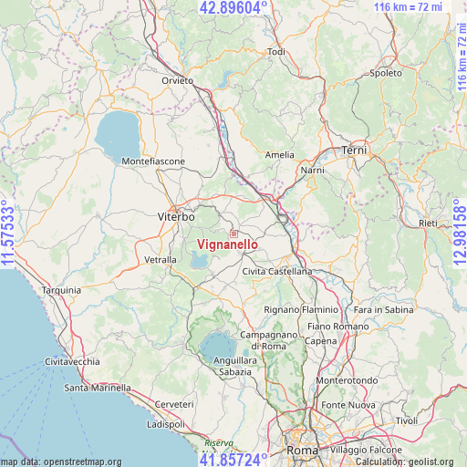 Vignanello on map