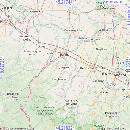 Vigatto on map