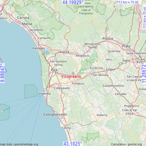 Vicopisano on map