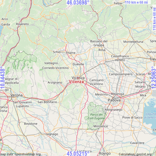 Vicenza on map