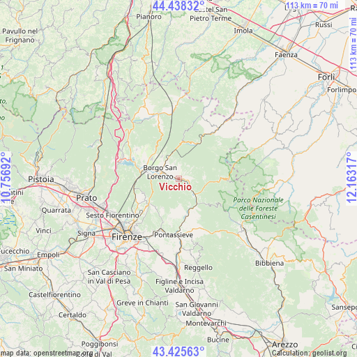 Vicchio on map