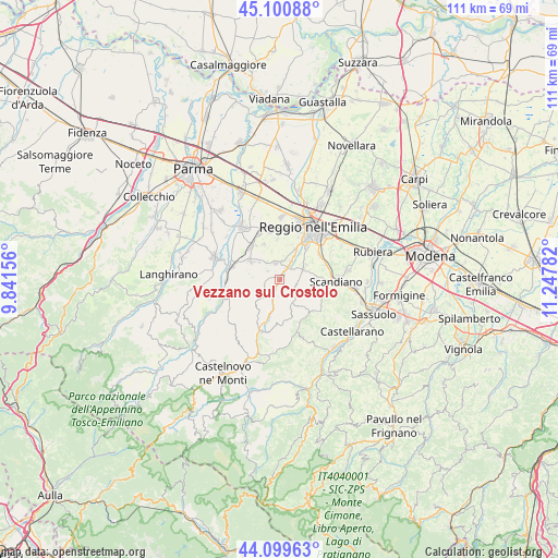 Vezzano sul Crostolo on map