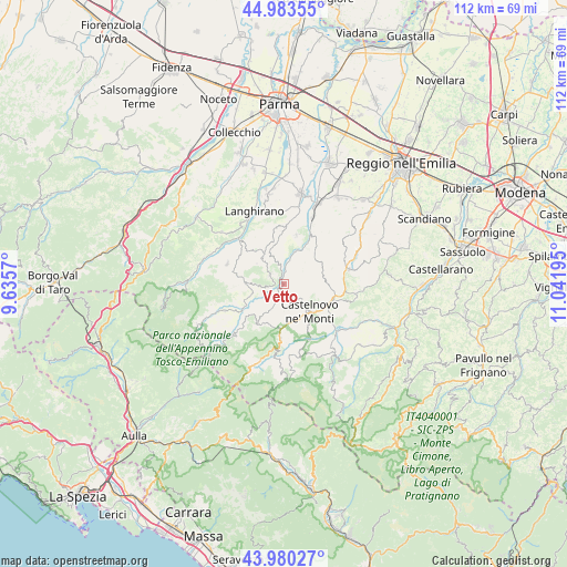 Vetto on map