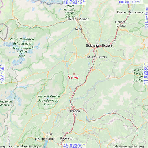 Vervò on map