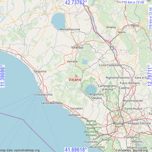 Vejano on map