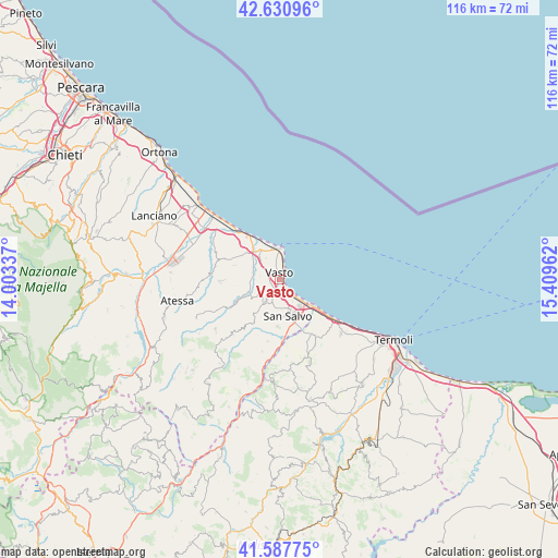 Vasto on map