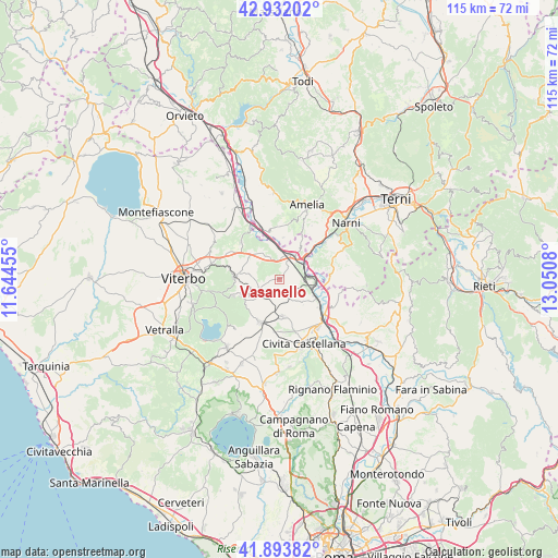 Vasanello on map