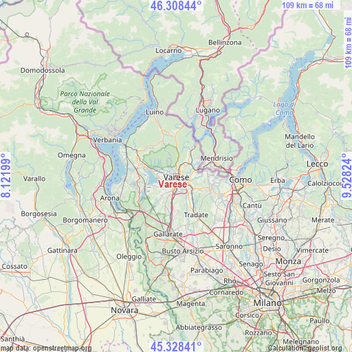 Varese on map