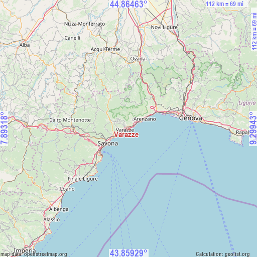 Varazze on map