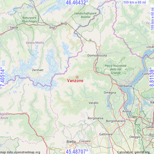 Vanzone on map