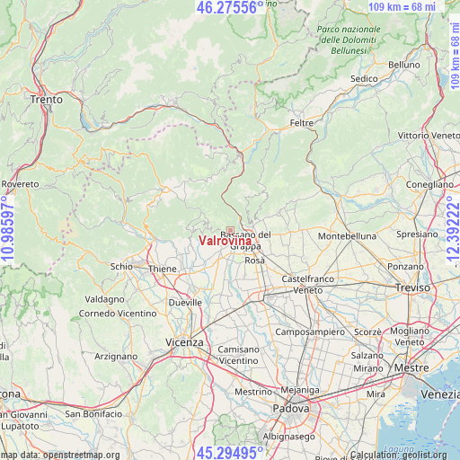 Valrovina on map