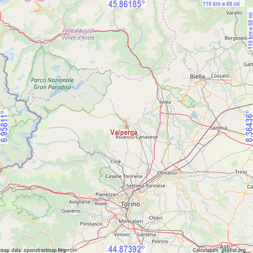 Valperga on map