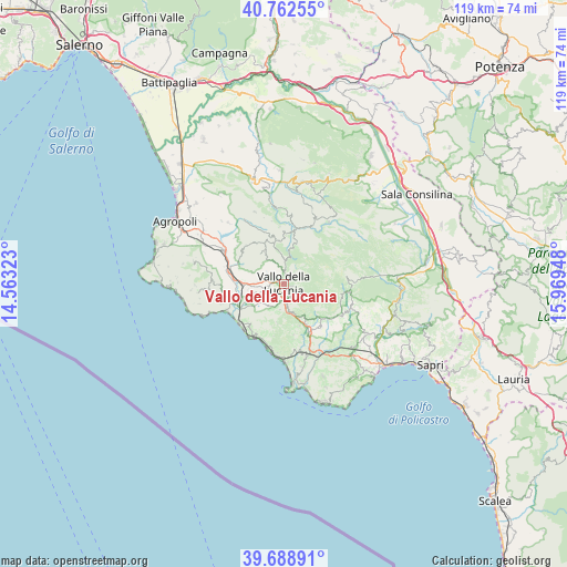 Vallo della Lucania on map