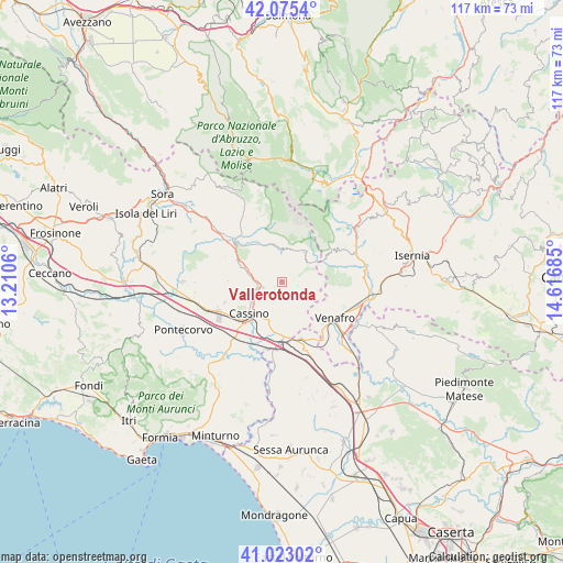 Vallerotonda on map