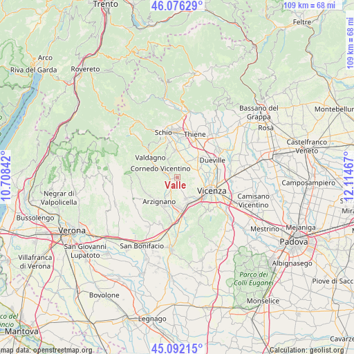 Valle on map