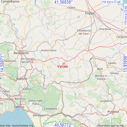 Vallata on map