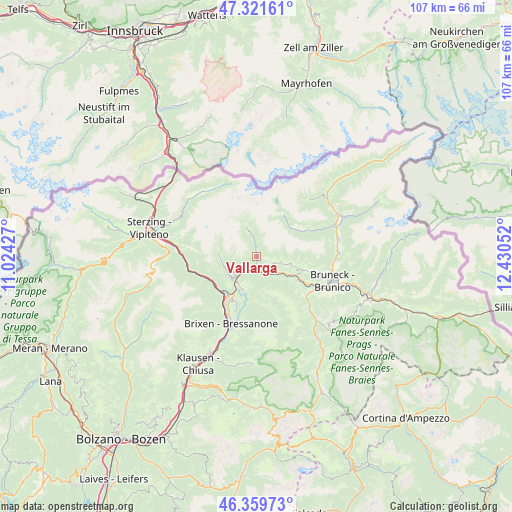 Vallarga on map