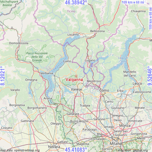 Valganna on map