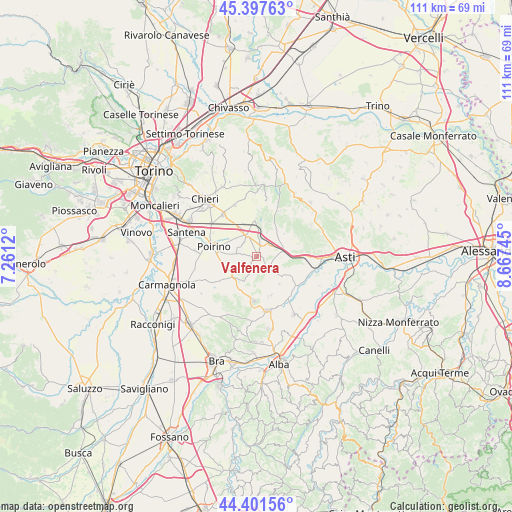 Valfenera on map