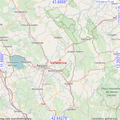 Valfabbrica on map