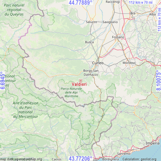 Valdieri on map