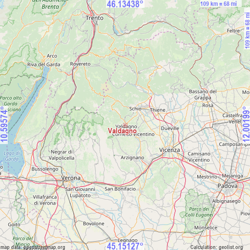 Valdagno on map