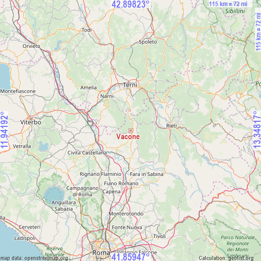 Vacone on map