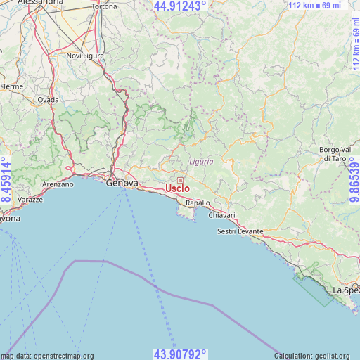 Uscio on map