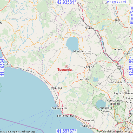 Tuscania on map